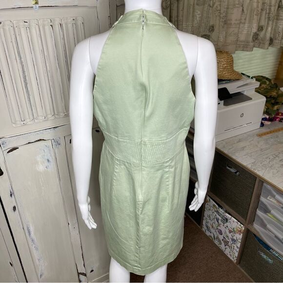 Vintage Y2K B Moss Mint Green Surplice Neckline Sleeveless Dress Size 14 - Picture 4 of 15